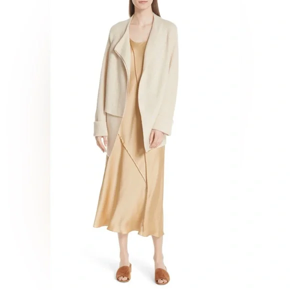 NWT VINCE Drape Front Wool Cashmere Cardigan In Sand